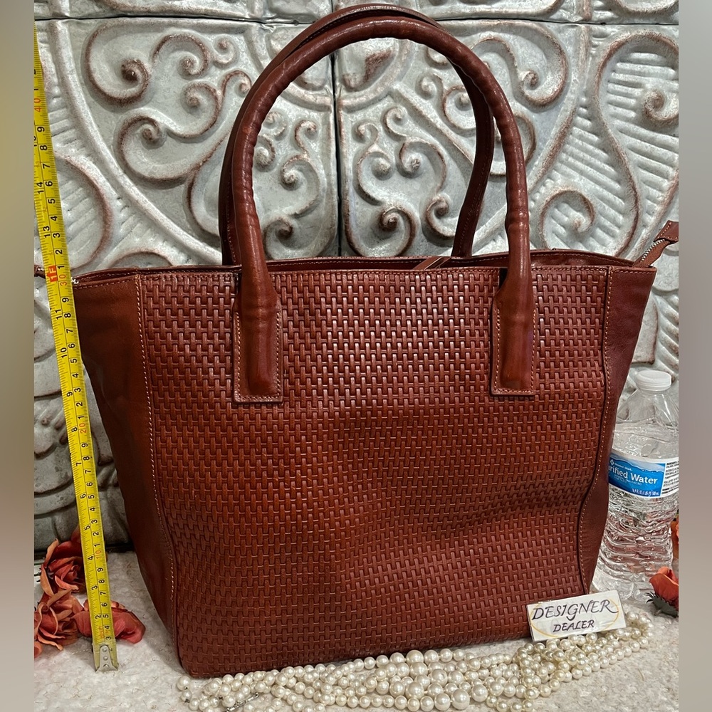 FLOTO Brown Woven Leather Tote VGC RARE! Hand Made in Italy 🇮🇹 - Picture 4 of 13